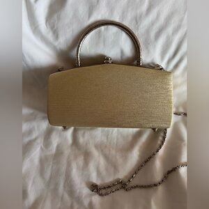 VTG Sasha Metallic Gold & Silver Convertable Vanity Handbag Clutch with Chain